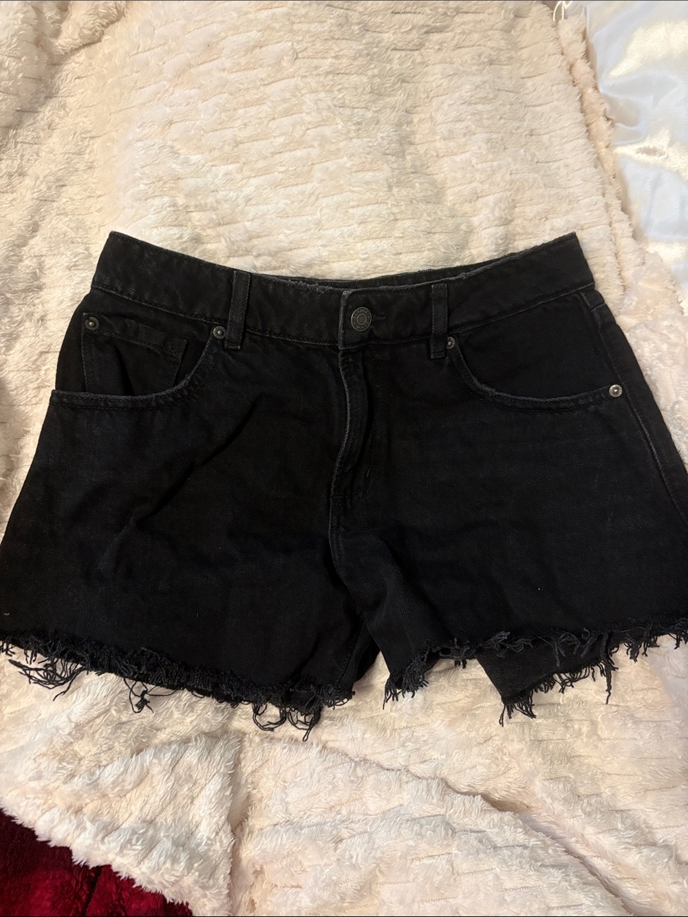 Garage Black Frayed Hem Denim Shorts